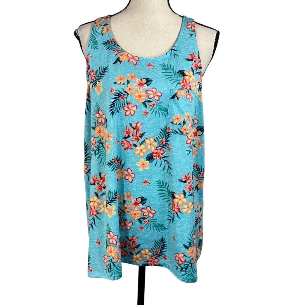 Croft & Barrow Intimates X-Large Pajama Tank Top Floral Stretch Pocket Heathered